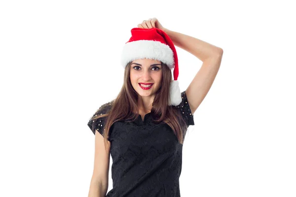 Beauty girl in santa hat — Stock Photo, Image