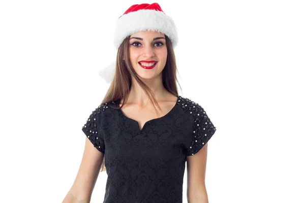 Santa kalap a vonzó lány — Stock Fotó