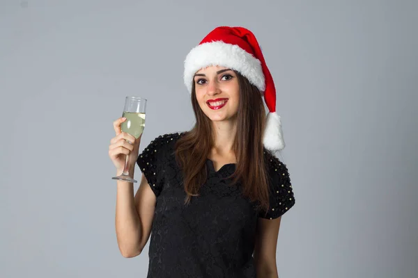 Ragazza con bicchiere di champagne — Foto Stock