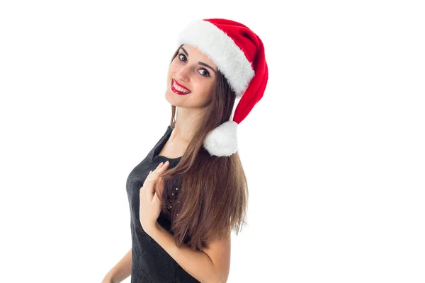 Chica bonita en Santa sombrero — Foto de Stock