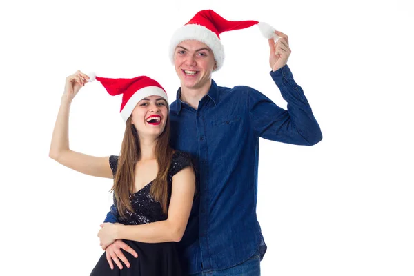 Par i kärlek firar jul — Stockfoto