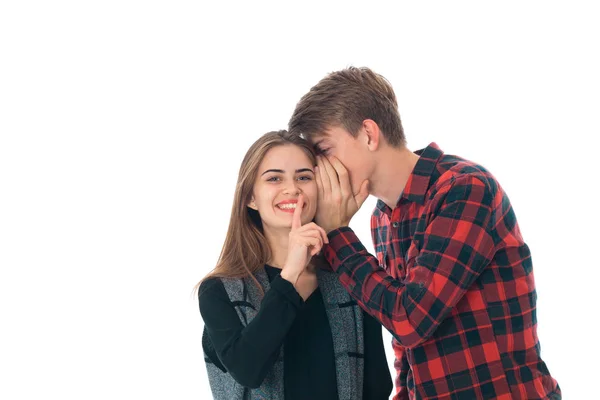 Stylish couple in love in studio — Stock Photo, Image