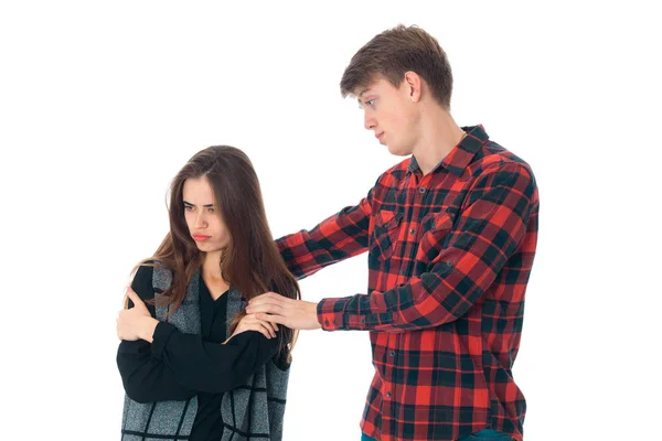 Stylish couple in love in studio — Stock Photo, Image