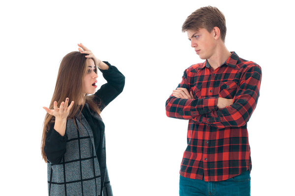 stylish couple in love in studio