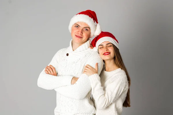 Couple célébrer Noël en studio — Photo