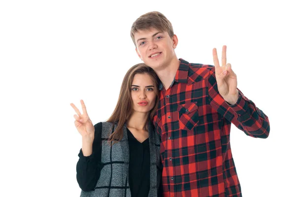 Casal elegante no amor no estúdio — Fotografia de Stock