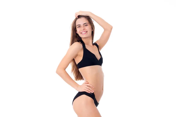 Chica en traje de baño negro — Foto de Stock