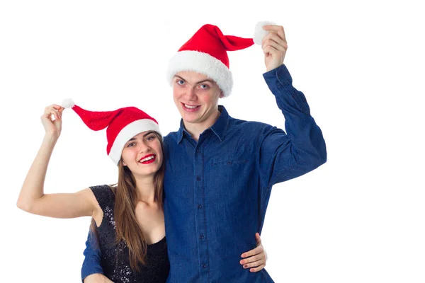 Szerelmes pár ünneplik a karácsonyt — Stock Fotó