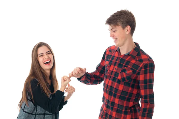 Casal elegante no amor no estúdio — Fotografia de Stock