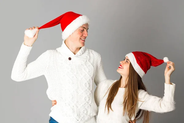 Par firar jul i studion — Stockfoto