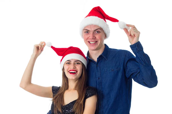 Coppia innamorata festeggiare il Natale — Foto Stock