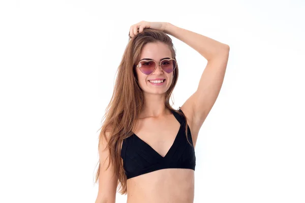 Girl in black swimsuit — Stock Photo, Image