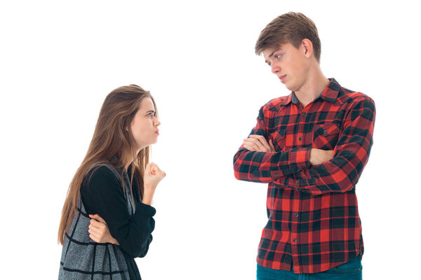 stylish couple in love in studio