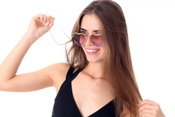 Allegra ragazza in occhiali da sole — Foto Stock