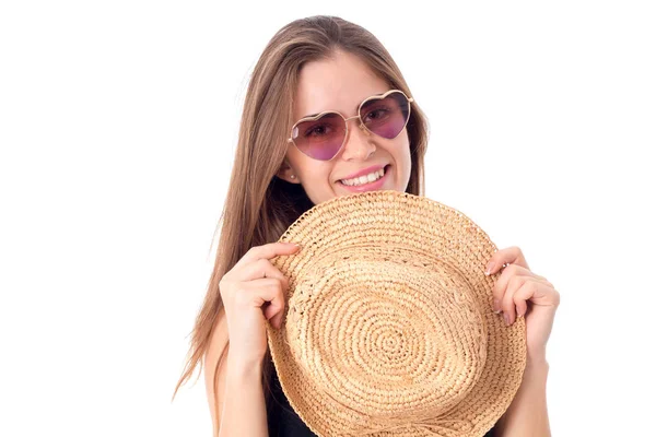 Retrato de jovem linda menina na palha — Fotografia de Stock