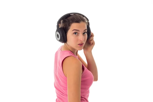 Portrét dívky s sluchátka — Stock fotografie