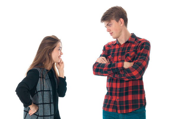 stylish couple in love in studio