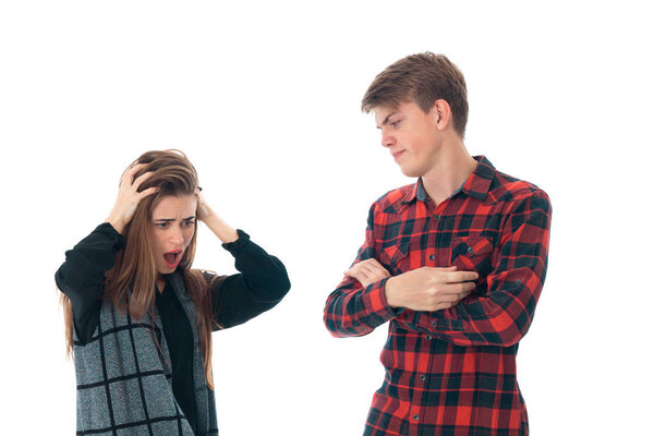 stylish couple in love in studio