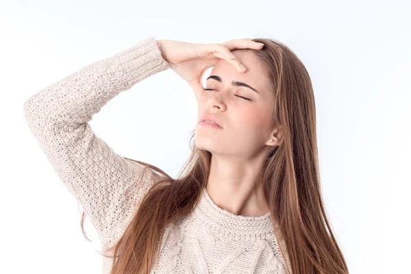 Mujer con dolor de cabeza — Foto de Stock