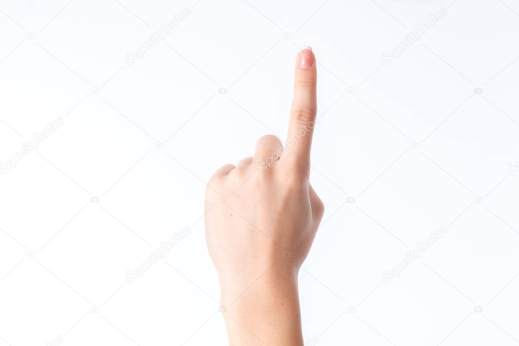 gesture with raised up one finger