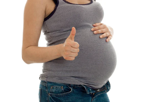 Hamile kadın üzerinde izole beyaz arka plan poz — Stok fotoğraf