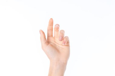 el parmakları ile gergin kaldırdı, izole üzerinde beyaz arka plan