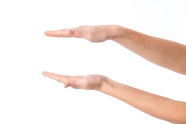 Frauen Hände einander gegenüber isoliert auf weißem Hintergrund — Stockfoto