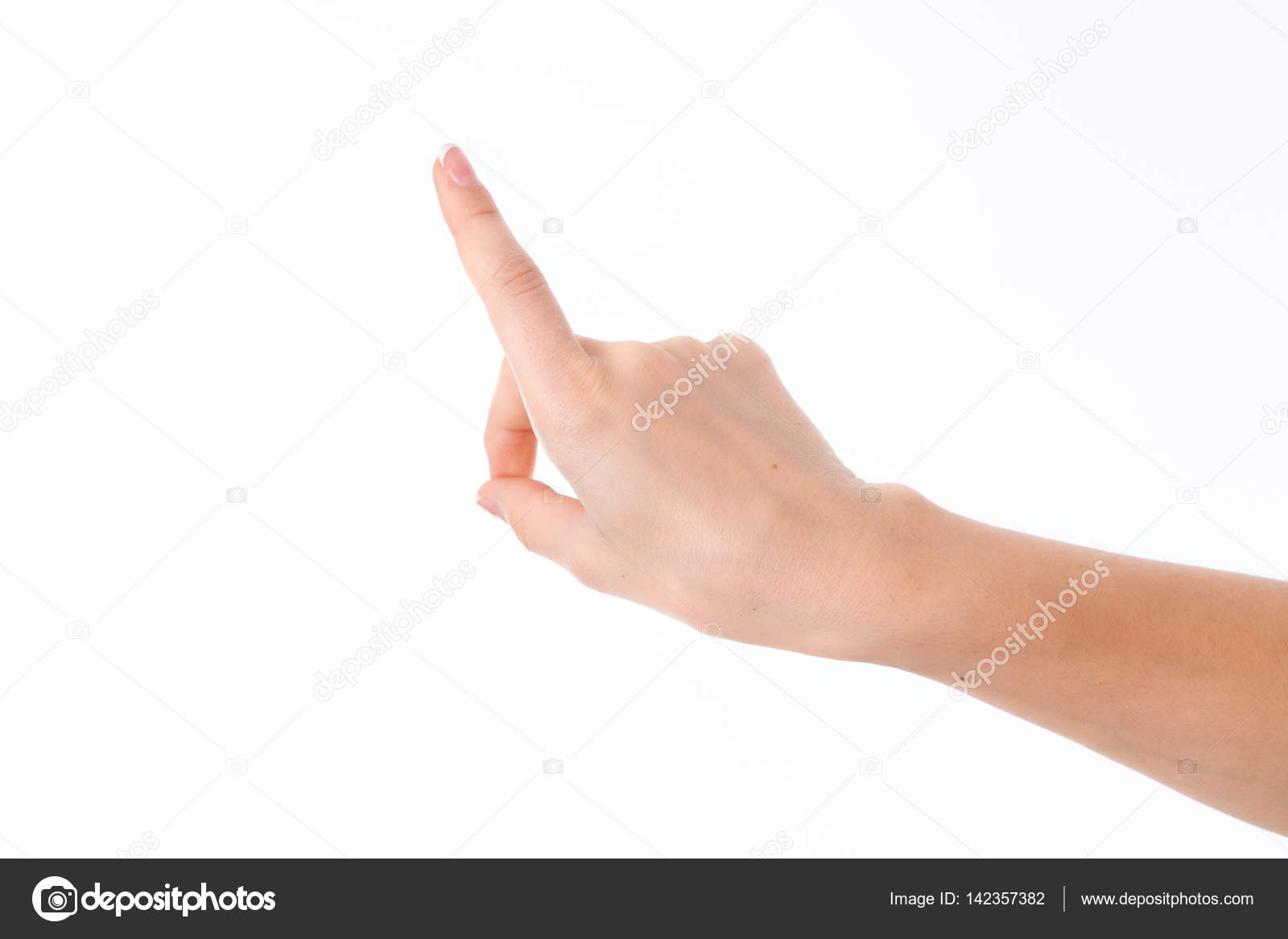 Female Hand Outstretched Forward With Raised Forefinger Is Isolated On A White Background Stock Photo By C Ponomarencko Female Hand Outstretched Forward With Raised Forefinger Is Isolated On A White Background Stock Photo By C Ponomarencko