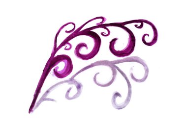 Mor suluboya soyut el yapımı çiçekler