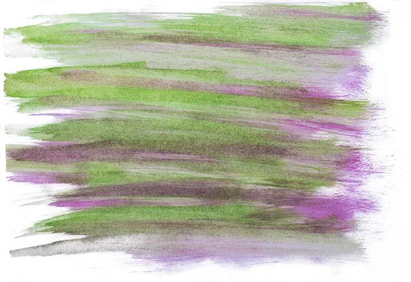 Hecho a mano verde y púrpura acuarela abstracta — Foto de Stock