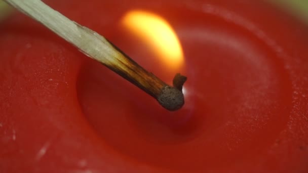 Candle ignited from matches — Stock Video