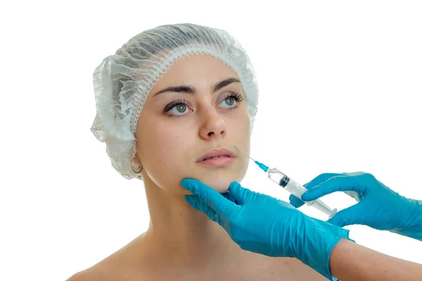 Young girl at the plastic surgeon does prick — Stock Photo, Image