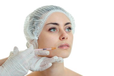 güzel bir genç kız tıbbi Cap nerede girer Şevval Özçelik Güzellik enjeksiyon yakın çekim yüz