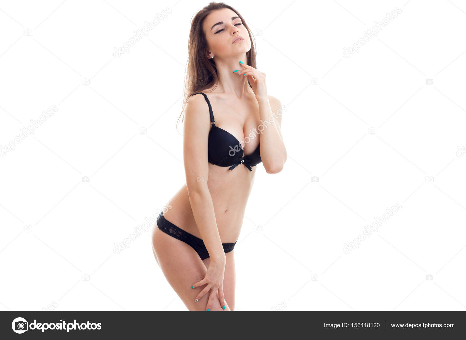 low section of sexy girl taking off black panties, isolated on white Stock  Photo by LightFieldStudios