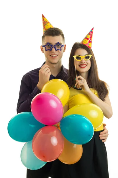 Portrét veselá párů na večírku v den narození — Stock fotografie