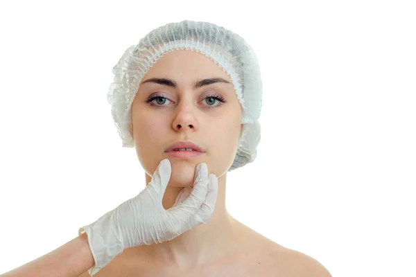 Young woman on inspection at the plastic surgeon — Stock Photo, Image