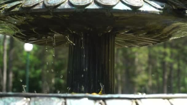 Вода льется из фонтана — стоковое видео