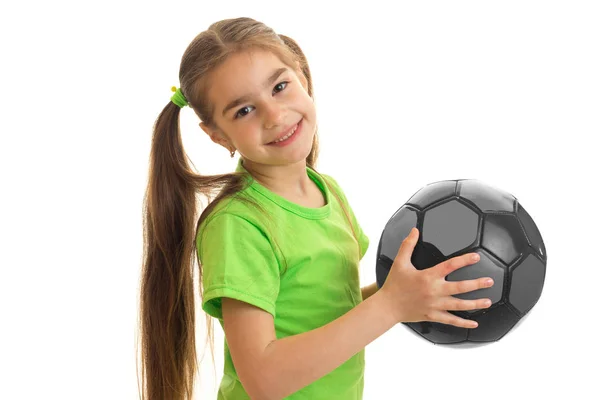 Ein strahlender Rebnok hält den Ball aus nächster Nähe in der Hand — Stockfoto