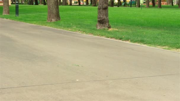 두 여자 친구가 롤러와 자전거 — 비디오