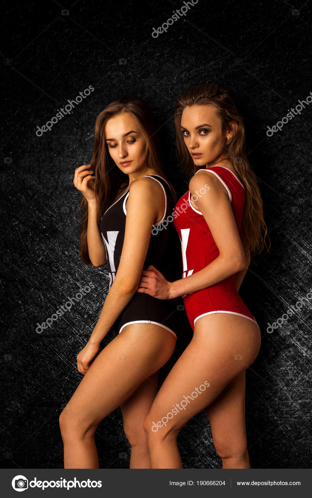 Young slim sexy girls in body suits Stock Photo by ©ponomarencko 190666204 pic photo