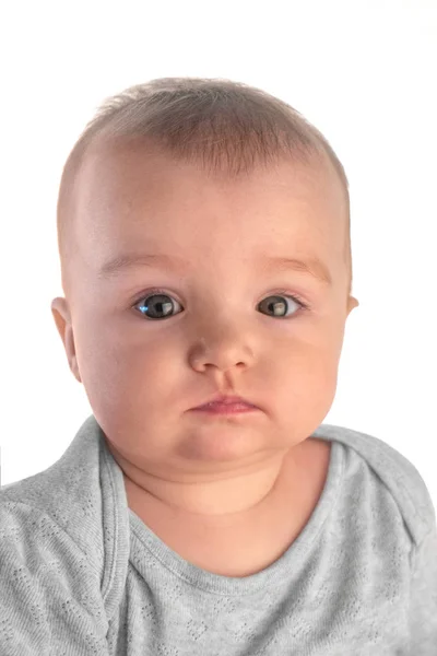 Emotional baby girl isolated on white background — Stock Photo, Image