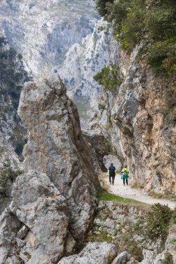Muhteşem dağ manzarasından gelen yürüyüşçüler