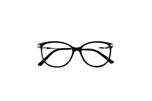 Okulary w czarnych ramkach na białym tle odizolowane tło — Zdjęcie stockowe