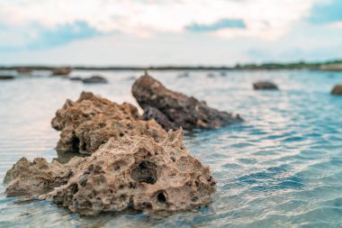 Farklı türde kayalar ve kolera dibi nesneleri, St. Martins Adası, Bangladeş