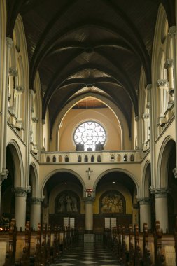 24 Eylül 2018, Cava Adası, Endonezya. Jakarta Katedrali 'nin İçi.