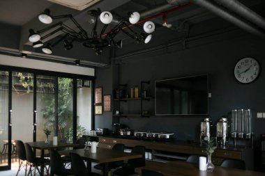 23 Eylül 2018. Juno Kafe, Cava, Cakarta. Boş bir kafeterya iç çekimi..