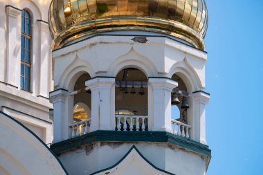 Khabarovsk, Rusya - 15 Haziran 2019: Khabarovsk 'taki Spaso-Preobrazhensky Katedrali.