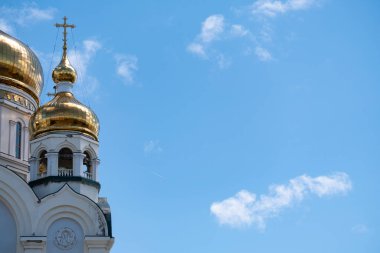 Khabarovsk, Rusya - 15 Haziran 2019: Khabarovsk 'taki Spaso-Preobrazhensky Katedrali.