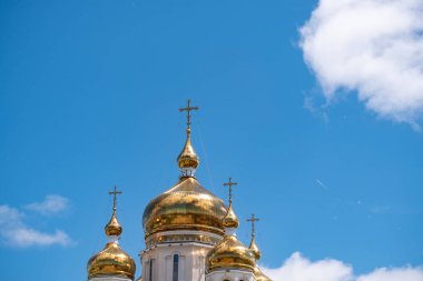Khabarovsk, Rusya - 15 Haziran 2019: Khabarovsk 'taki Spaso-Preobrazhensky Katedrali.