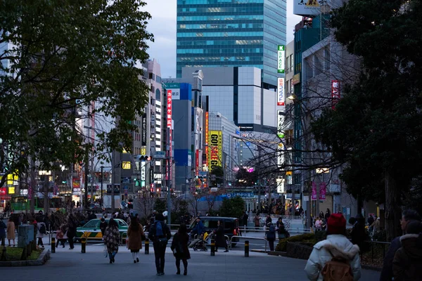 Tokyo, Japan - 19 jan 2020: Gator i Ueno-distriktet på kvällen under rusningstid. — Stockfoto